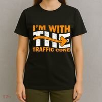IM With The Traffic Cone Costume Funny Halloween Couple T-Shirt thumb 4