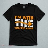 IM With The Traffic Cone Costume Funny Halloween Couple T-Shirt thumb 5