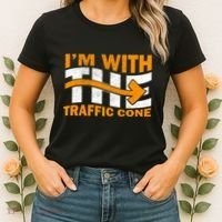 IM With The Traffic Cone Costume Funny Halloween Couple Women's T-Shirt thumb 2