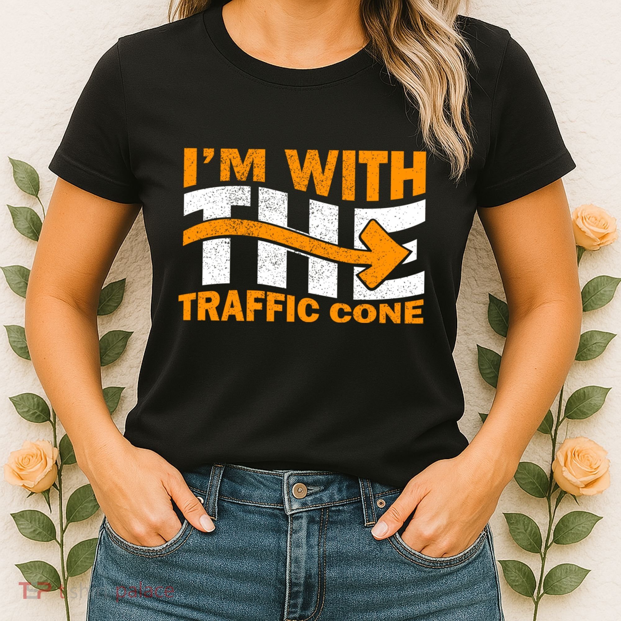 IM With The Traffic Cone Costume Funny Halloween Couple Women's T-Shirt