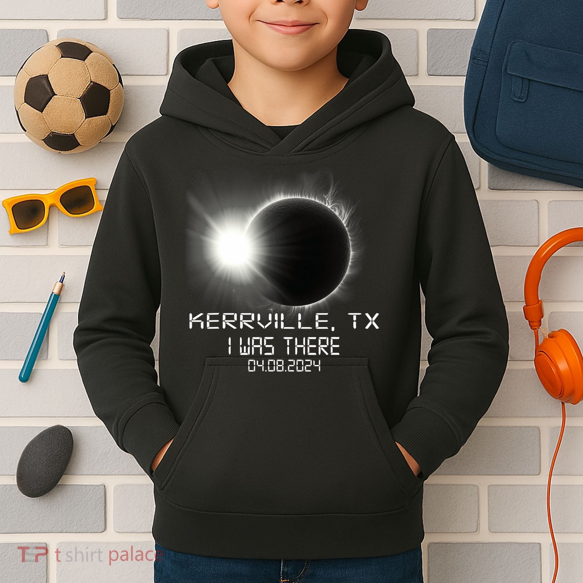 I Was There Total Solar Eclipse Kerrville Texas Kids Hoodie
