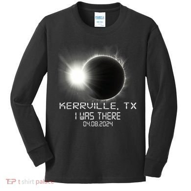 I Was There Total Solar Eclipse Kerrville Texas Kids Long Sleeve Shirt