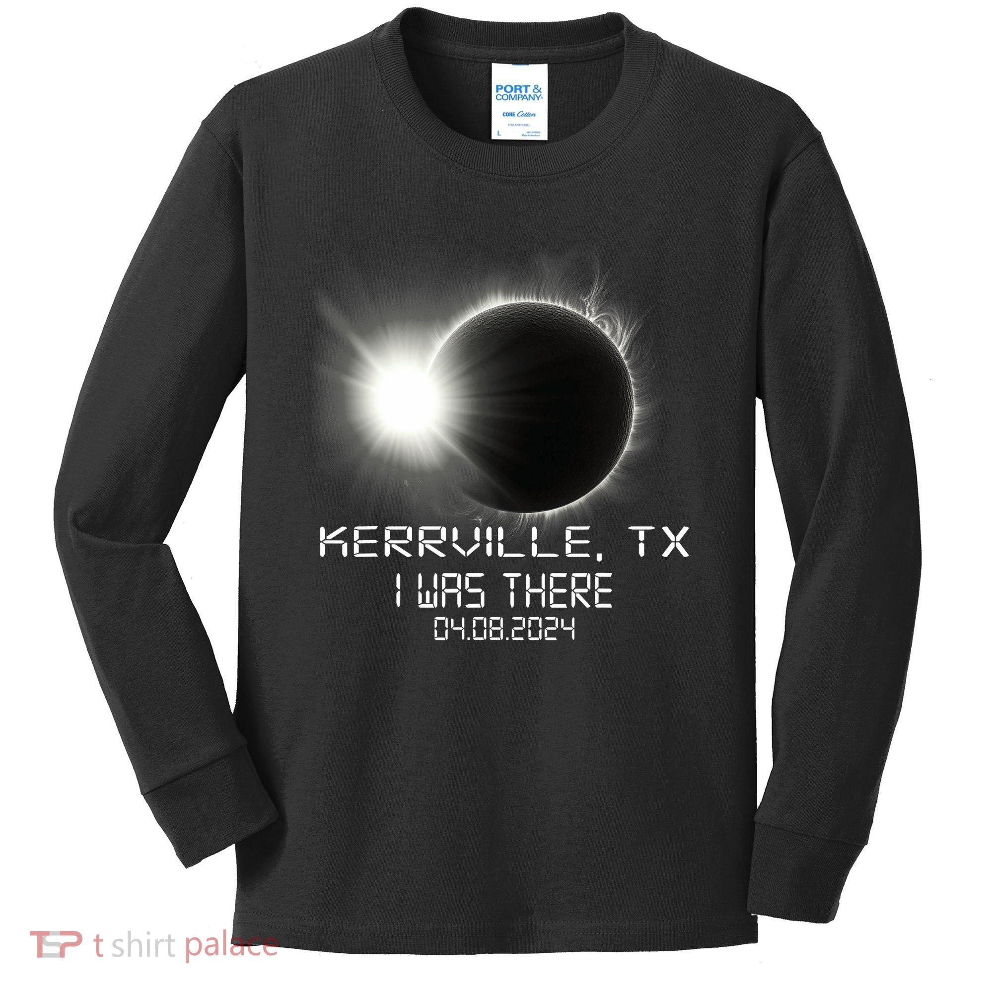 I Was There Total Solar Eclipse Kerrville Texas Kids Long Sleeve Shirt