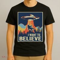 I Want To Believe Bigfoot Area 51 Alien UFO T-Shirt thumb 3