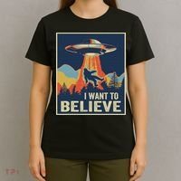 I Want To Believe Bigfoot Area 51 Alien UFO T-Shirt thumb 4