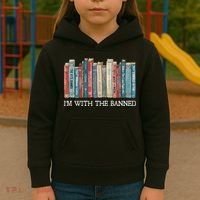 Im With The Banned Books Reading Librarian Kids Hoodie thumb 3