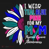 I Wear Teal Blue Pink For My Mom Thyroid Cancer Awareness Funny Gift Doggie Tank thumb 4