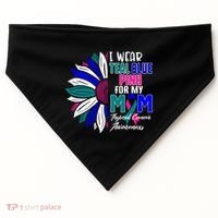 I Wear Teal Blue Pink For My Mom Thyroid Cancer Awareness Funny Gift USA-Made Doggie Bandana thumb 0