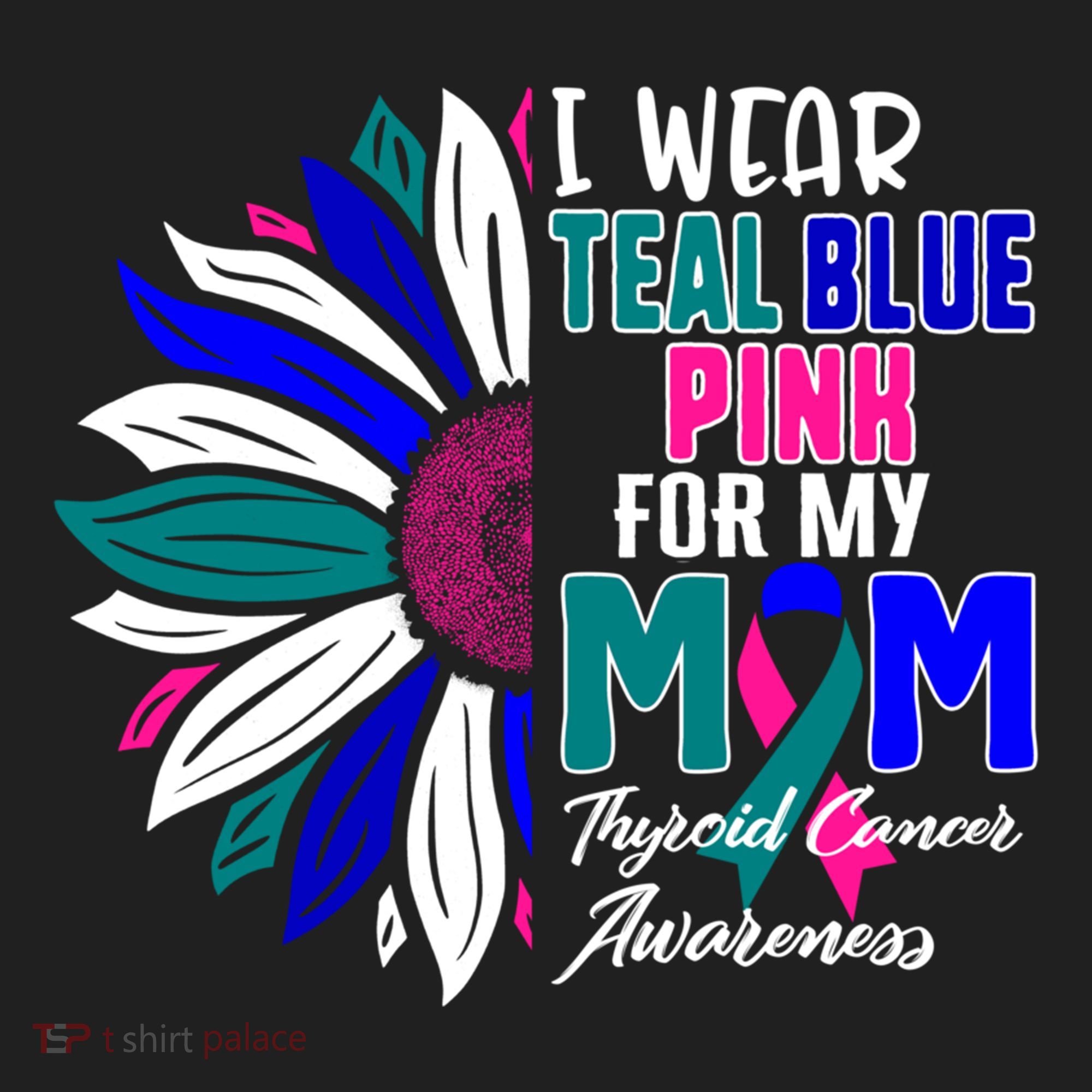 I Wear Teal Blue Pink For My Mom Thyroid Cancer Awareness Funny Gift Beanie