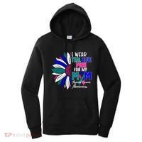 I Wear Teal Blue Pink For My Mom Thyroid Cancer Awareness Funny Gift Women's Hoodie thumb 0