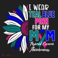 I Wear Teal Blue Pink For My Mom Thyroid Cancer Awareness Funny Gift Golf Towel thumb 3