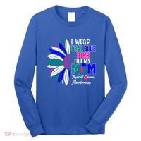 I Wear Teal Blue Pink For My Mom Thyroid Cancer Awareness Funny Gift Long Sleeve Shirt thumb 0