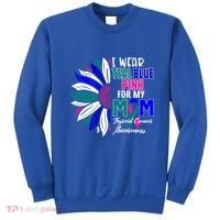 I Wear Teal Blue Pink For My Mom Thyroid Cancer Awareness Funny Gift Sweatshirt thumb 0