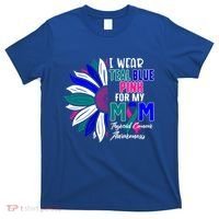 I Wear Teal Blue Pink For My Mom Thyroid Cancer Awareness Funny Gift T-Shirt thumb 0