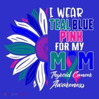I Wear Teal Blue Pink For My Mom Thyroid Cancer Awareness Funny Gift Polo thumb 2