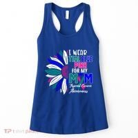 I Wear Teal Blue Pink For My Mom Thyroid Cancer Awareness Funny Gift Women's Tank Top thumb 0