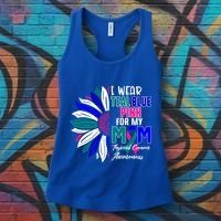I Wear Teal Blue Pink For My Mom Thyroid Cancer Awareness Funny Gift Women's Tank Top thumb 3