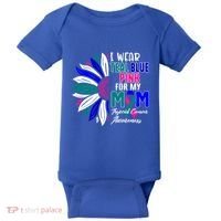 I Wear Teal Blue Pink For My Mom Thyroid Cancer Awareness Funny Gift Baby Bodysuit thumb 0