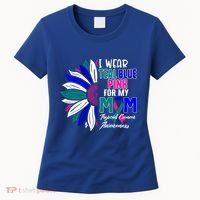 I Wear Teal Blue Pink For My Mom Thyroid Cancer Awareness Funny Gift Women's T-Shirt thumb 0