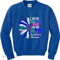 I Wear Teal Blue Pink For My Mom Thyroid Cancer Awareness Funny Gift Kids Sweatshirt thumb 0