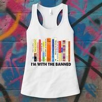 Im With The Banned Banned Books Reading Librarian Bookish Women's Tank Top thumb 3
