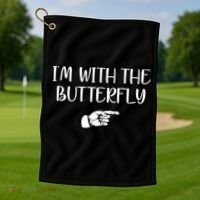 I'm With The Butterfly Golf Towel thumb 1