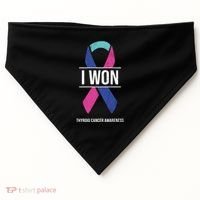 I Won Thyroid Cancer Awareness Thyroid Cancer Ribbon Gift USA-Made Doggie Bandana thumb 0