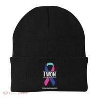 I Won Thyroid Cancer Awareness Thyroid Cancer Ribbon Gift Beanie thumb 0