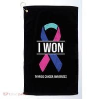 I Won Thyroid Cancer Awareness Thyroid Cancer Ribbon Gift Golf Towel thumb 0