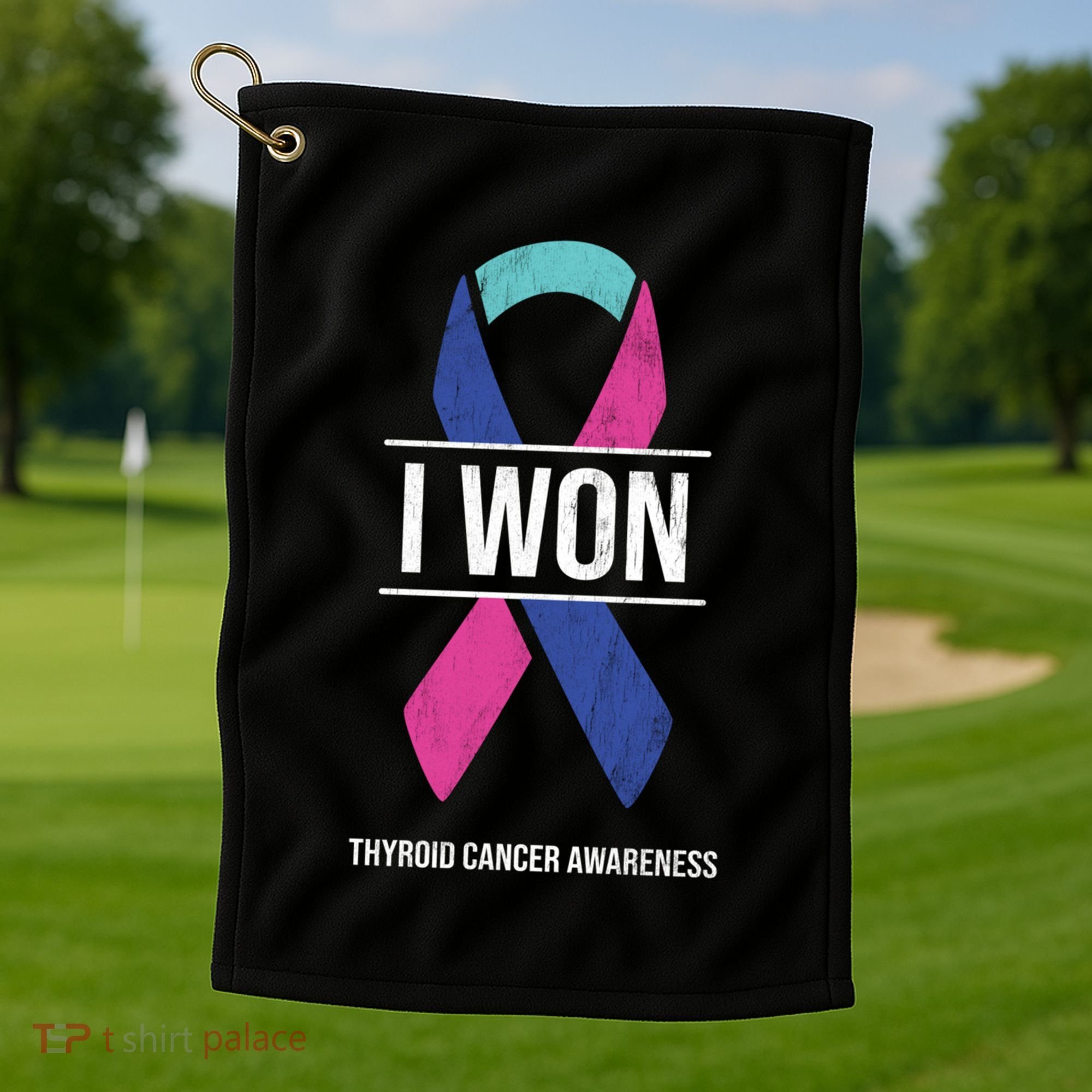 I Won Thyroid Cancer Awareness Thyroid Cancer Ribbon Gift Golf Towel