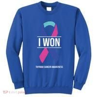 I Won Thyroid Cancer Awareness Thyroid Cancer Ribbon Gift Sweatshirt thumb 0