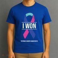 I Won Thyroid Cancer Awareness Thyroid Cancer Ribbon Gift T-Shirt thumb 3