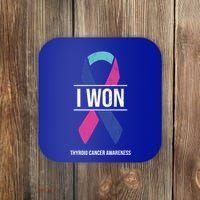 I Won Thyroid Cancer Awareness Thyroid Cancer Ribbon Gift Coaster thumb 0