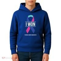 I Won Thyroid Cancer Awareness Thyroid Cancer Ribbon Gift Kids Hoodie thumb 4