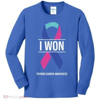 I Won Thyroid Cancer Awareness Thyroid Cancer Ribbon Gift Kids Long Sleeve Shirt