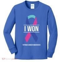 I Won Thyroid Cancer Awareness Thyroid Cancer Ribbon Gift Kids Long Sleeve Shirt thumb 0