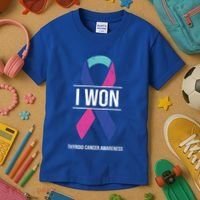 I Won Thyroid Cancer Awareness Thyroid Cancer Ribbon Gift Kids T-Shirt thumb 3
