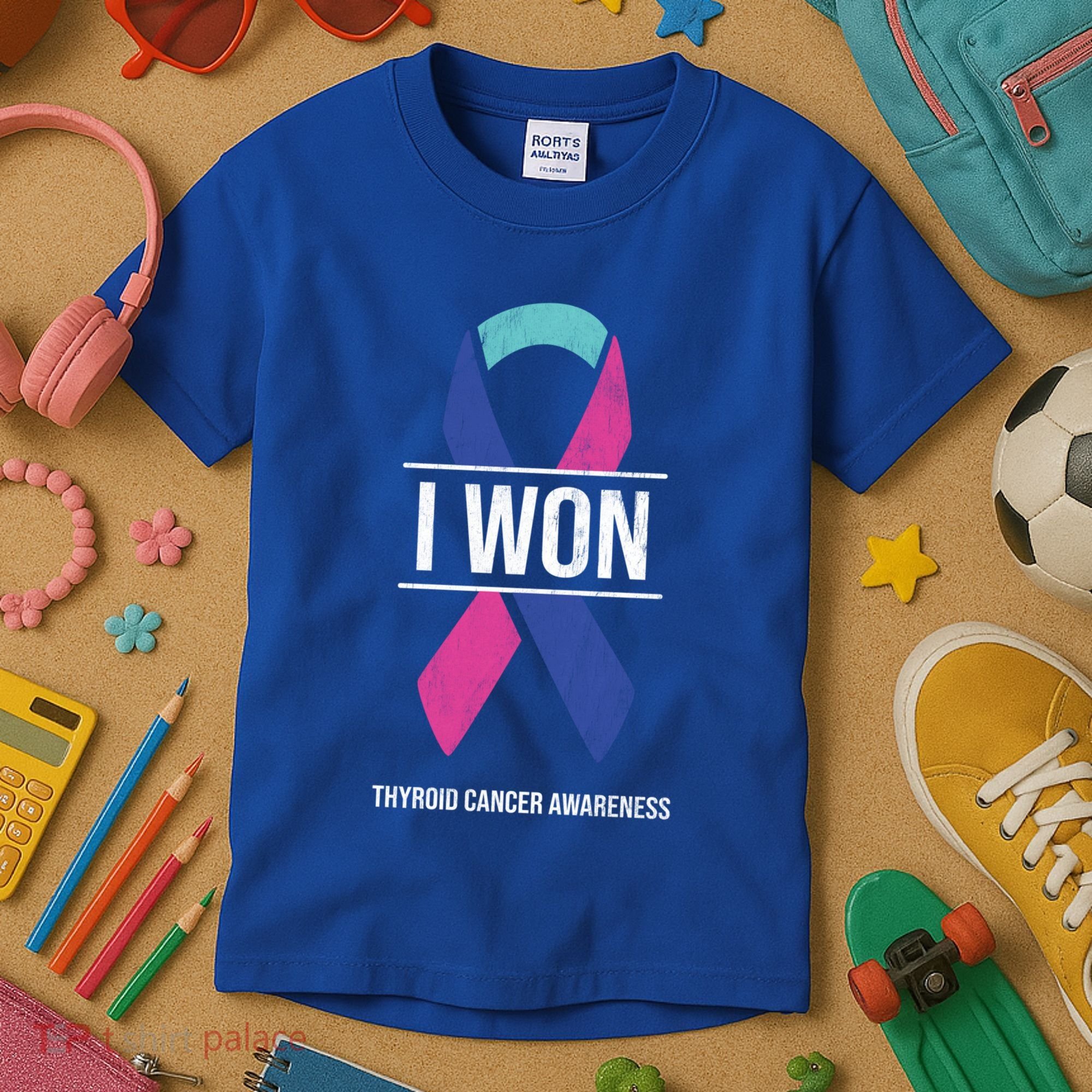 I Won Thyroid Cancer Awareness Thyroid Cancer Ribbon Gift Kids T-Shirt