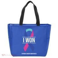 I Won Thyroid Cancer Awareness Thyroid Cancer Ribbon Gift Tote Bag thumb 0
