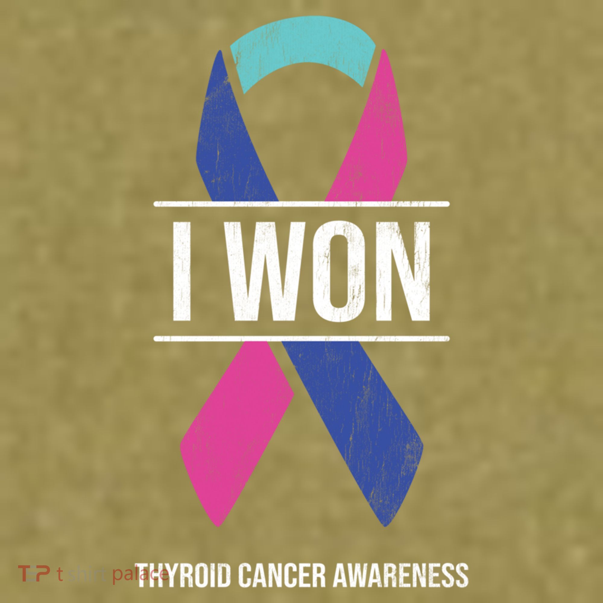 I Won Thyroid Cancer Awareness Thyroid Cancer Ribbon Gift Garment-Dyed Women's Muscle Tee