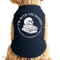 I'm With The Banned Books Funny Book Lover Librarian Reading Doggie Tank thumb 0