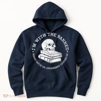 I'm With The Banned Books Funny Book Lover Librarian Reading Hoodie thumb 0