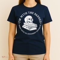 I'm With The Banned Books Funny Book Lover Librarian Reading T-Shirt thumb 4