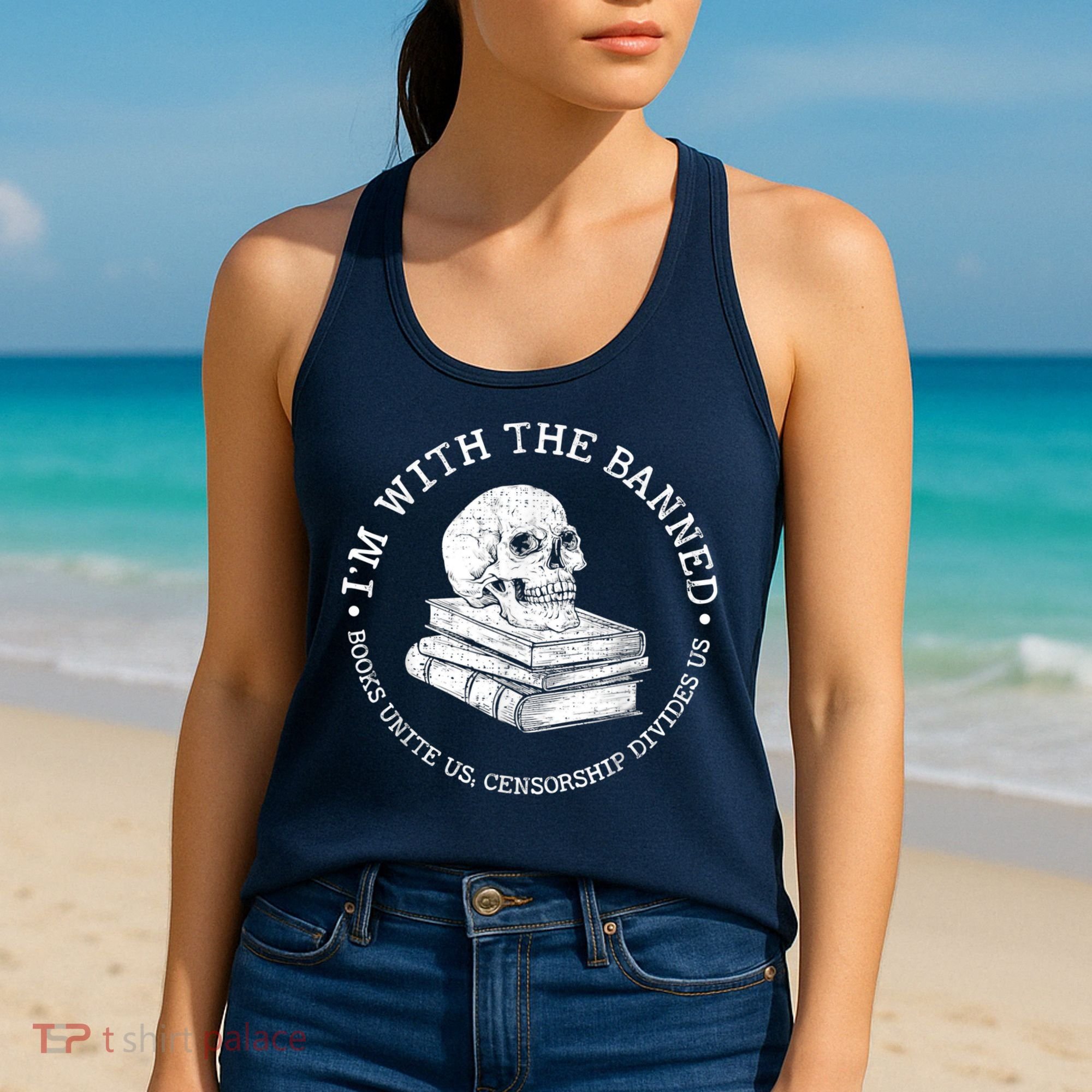 I'm With The Banned Books Funny Book Lover Librarian Reading Women's Tank Top