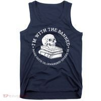 I'm With The Banned Books Funny Book Lover Librarian Reading Tank Top thumb 0