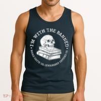 I'm With The Banned Books Funny Book Lover Librarian Reading Tank Top thumb 3