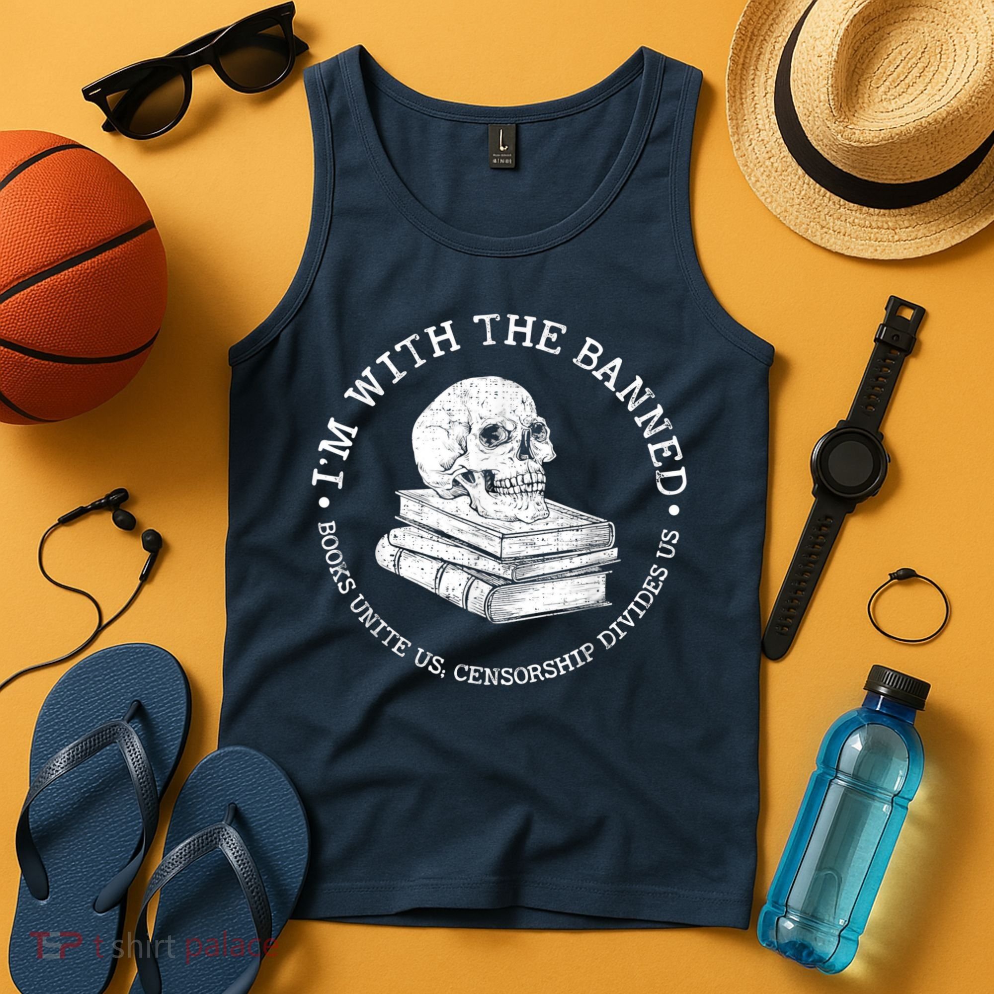I'm With The Banned Books Funny Book Lover Librarian Reading Tank Top