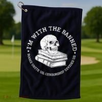 I'm With The Banned Books Funny Book Lover Librarian Reading Golf Towel thumb 1