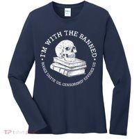 I'm With The Banned Books Funny Book Lover Librarian Reading Women's Long Sleeve Shirt thumb 0