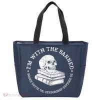 I'm With The Banned Books Funny Book Lover Librarian Reading Tote Bag thumb 0